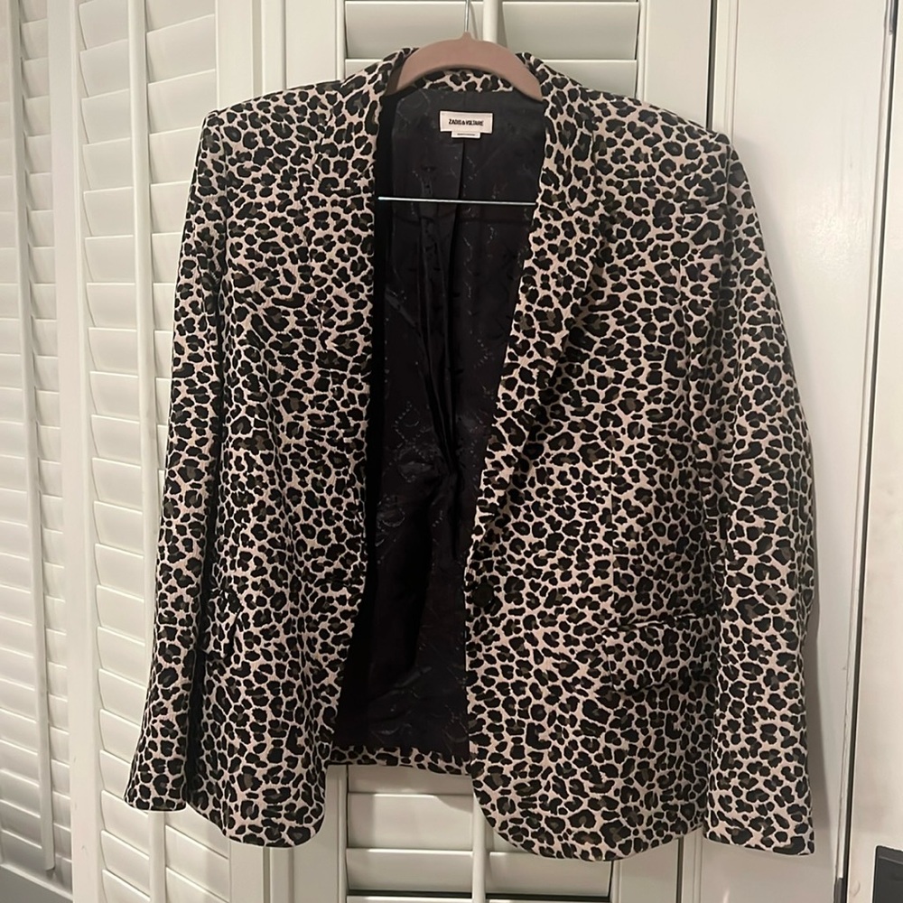 Zadig & Voltaire Leopard Print Textured Blazer - image 1